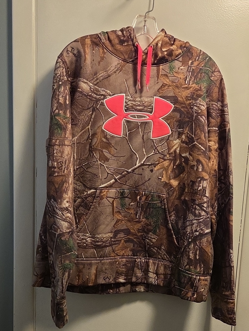 Under Armour Brown Camo Hoodie with Pink Logo